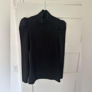 Smythe black pouf sleeve knit sweater